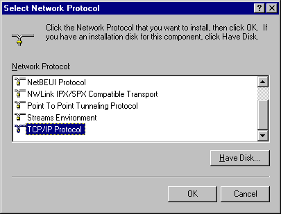 Ethernet Protocol on Select Tcp Ip Protocol From The Select Network Protocol Dialog